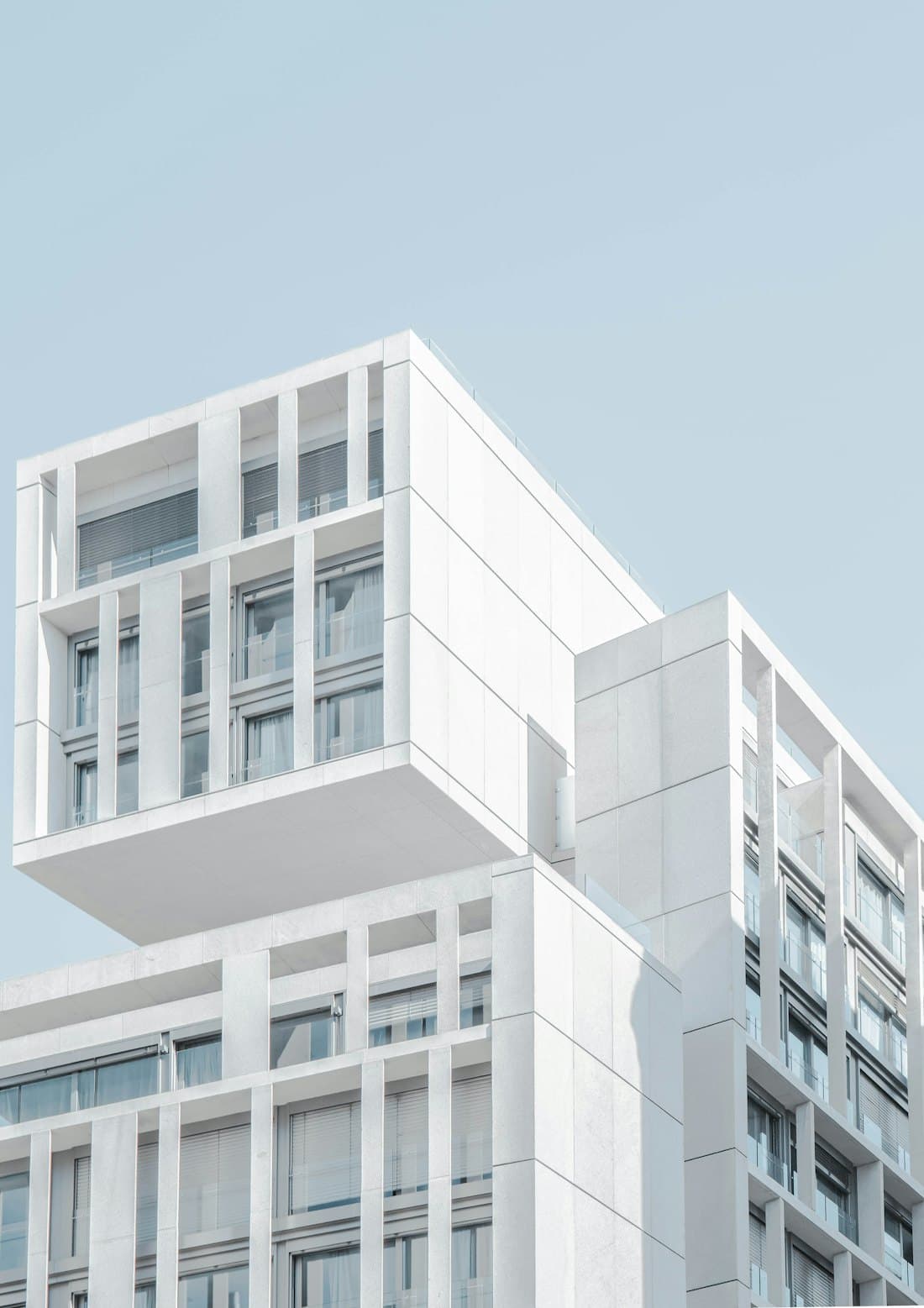 Modernist white building elevation